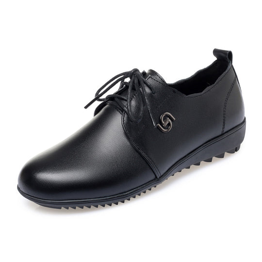 Damen Bequeme Schnürschuhe aus hochwertigem Leder mit rutschfester Sohle EB