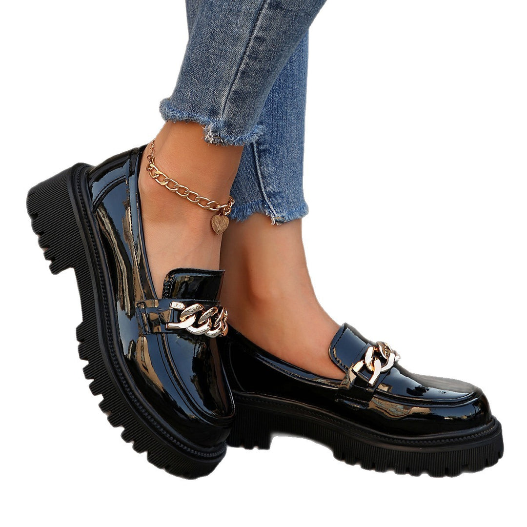 Damen Mokassins mit floralem Design und glänzender Kettenapplikation EB