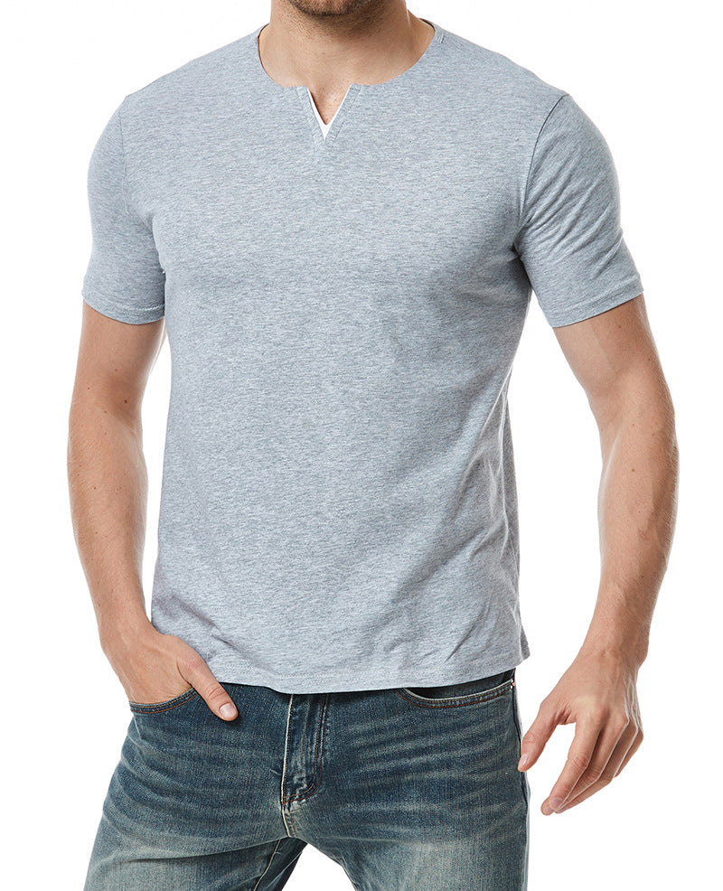 Herren Kurzarm-Henley-Shirt mit modernem Ausschnitt und bequemer Passform EB