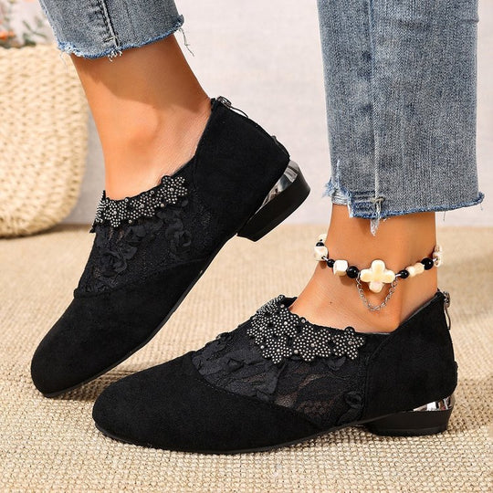 Damen Elegante und filigrane Ballerinas mit floralen Details EB