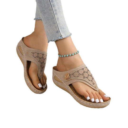 Damen Orthopädische Zehentrenner Sandalen mit dekorativen Cut-Outs EB
