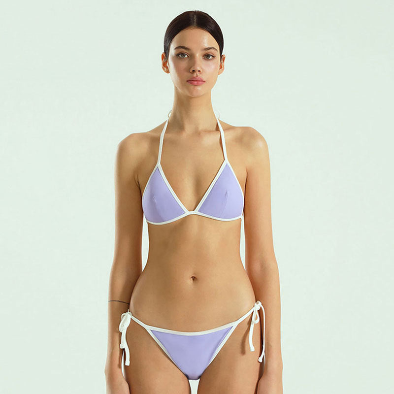 Damen Triangel-Bikini-Set mit verstellbaren Trägern und eleganten Schnürungen EB