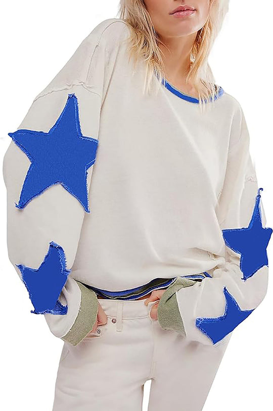 Damen lässiger Pullover mit Sternen-Design EB