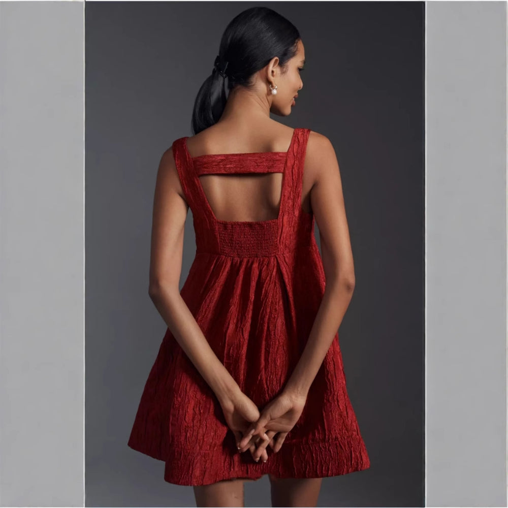 Damen Sommerkleid mit quadratischem Ausschnitt und voluminösem Schnitt EB