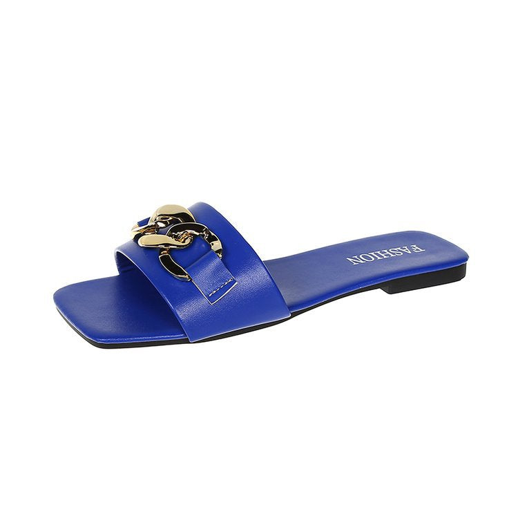 Damen Modische Badeslipper mit glänzendem Kettenakzent EB