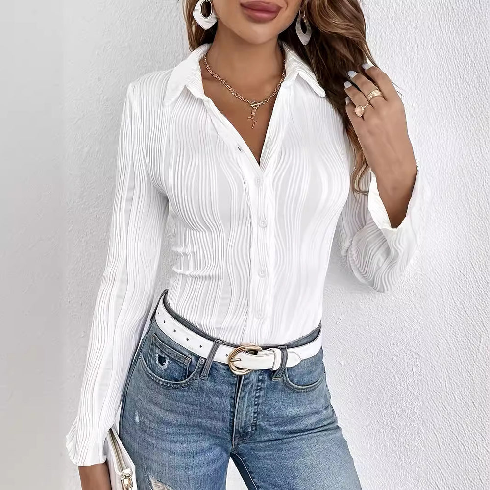 Damen Elegante Bluse mit strukturierten Längsstreifen EB