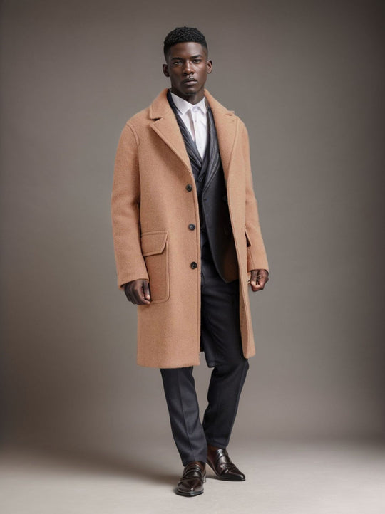 Herren eleganter Wollmantel mit modernem Schnitt und praktischen Taschen EB