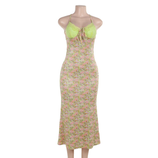 Damen Maxikleid mit elegantem Blumenmuster und raffinierten Trägerdetails EB