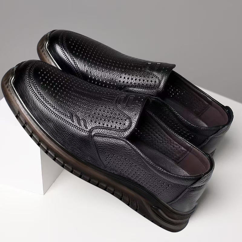Herren Komfortable Mokassin Schuhe aus atmungsaktivem Leder mit flexibler Sohle EB