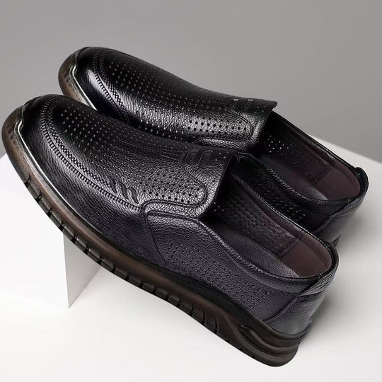 Herren Komfortable Mokassin Schuhe aus atmungsaktivem Leder mit flexibler Sohle EB