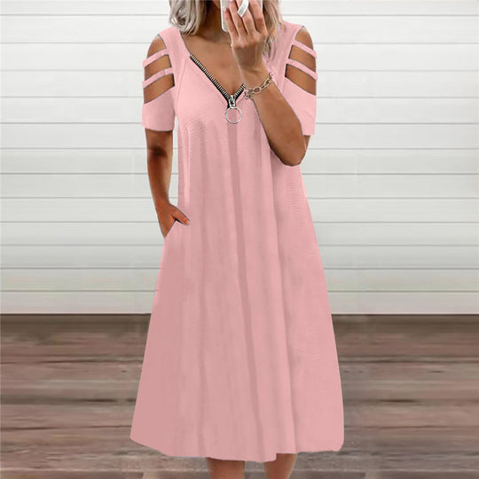 Damen Kleid mit offenen Schultern und tiefem V-Ausschnitt EB