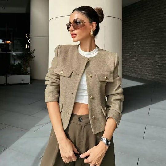 Damen Übergangsjacke mit klassischen Knopfdetails und praktischen Pattentaschen EB