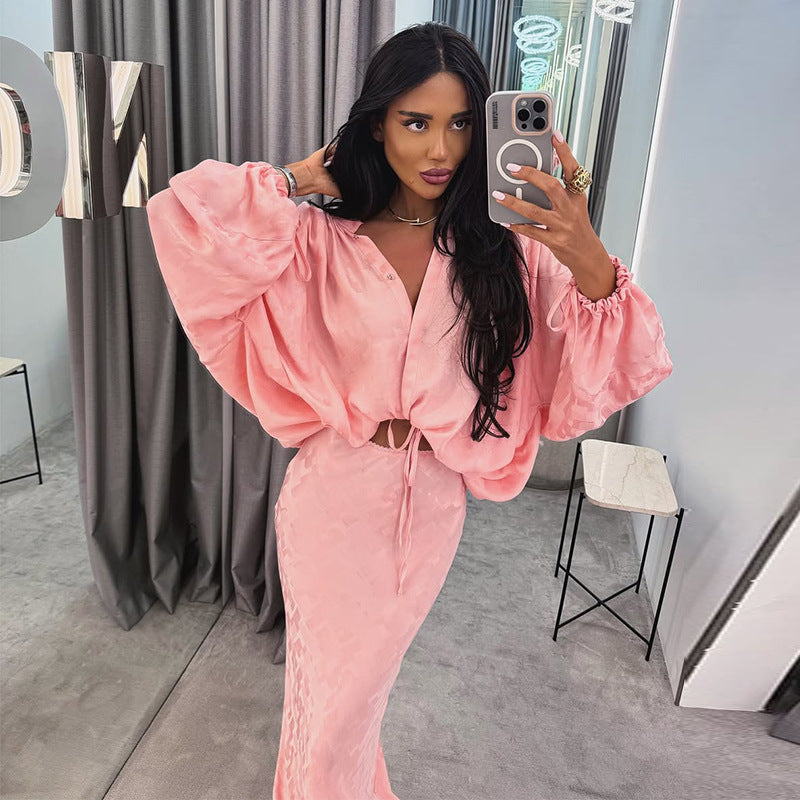 Damen Elegantes und luftiges Ensemble mit voluminösen Ärmeln EB