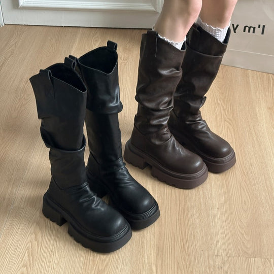 Damen Hohe Stiefel mit weichem Obermaterial und robuster Sohle EB