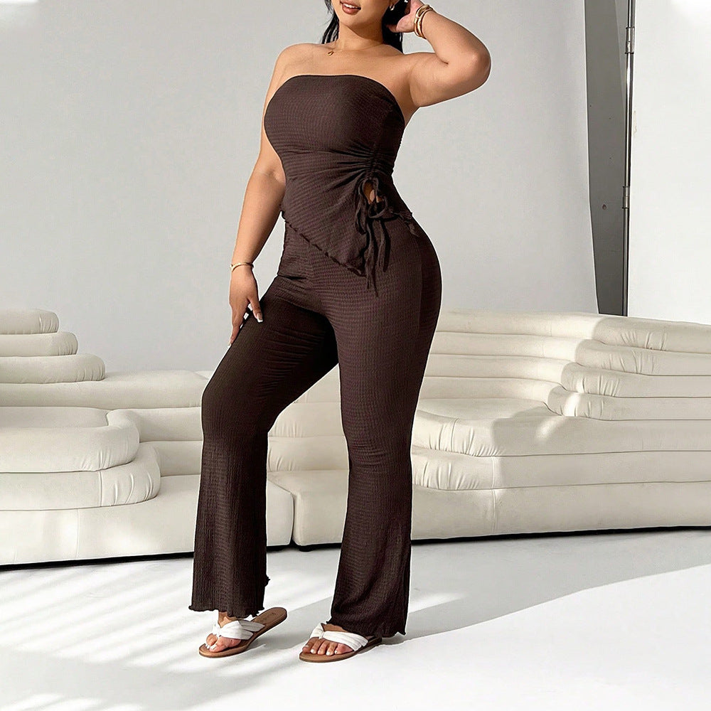 Damen Kombinationsanzug mit elegantem Volant und schmalem Bein EB