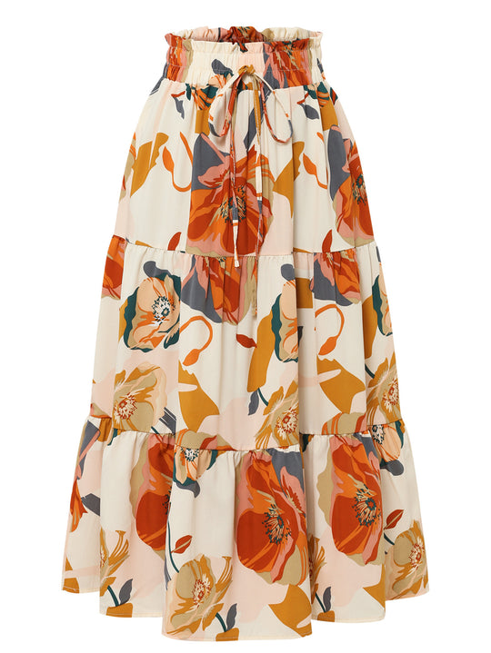Damen Midirock mit floralem Design EB