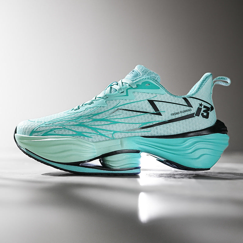 Unisex gedämpfte Straßenlaufschuhe mit mehrlagiger Energierückführungssohle und belüftetem Strickoberteil EB