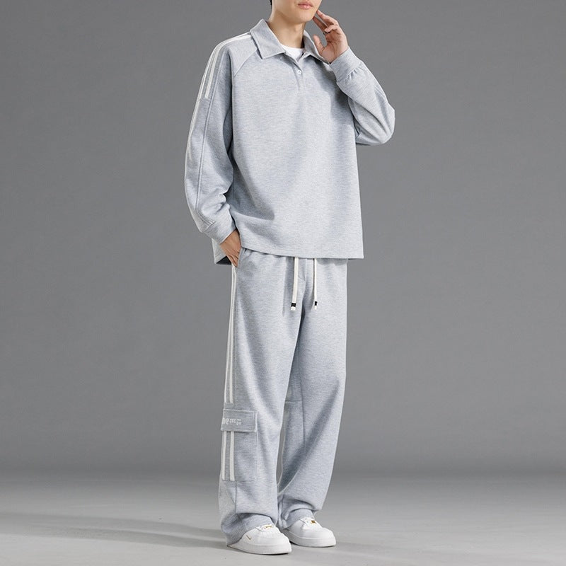 Herren Sportliches Freizeit-Set mit hohem Kragen und praktischen Taschen EB