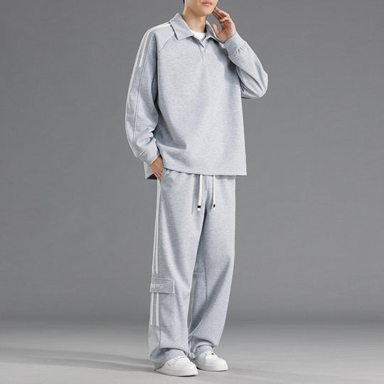 Herren Sportliches Freizeit-Set mit hohem Kragen und praktischen Taschen EB