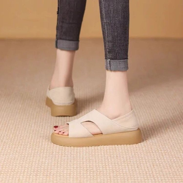 Damen modische und bequeme Plateau-Sandalen mit verstellbarem Riemen EB