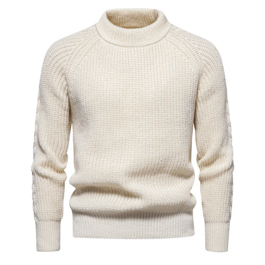 Herren Grobstrickpullover mit hohem Kragen und zeitlosem Design EB