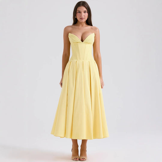 Damen Abendkleid mit elegantem Herzausschnitt und ausgestelltem Rock Heidi-Mode
