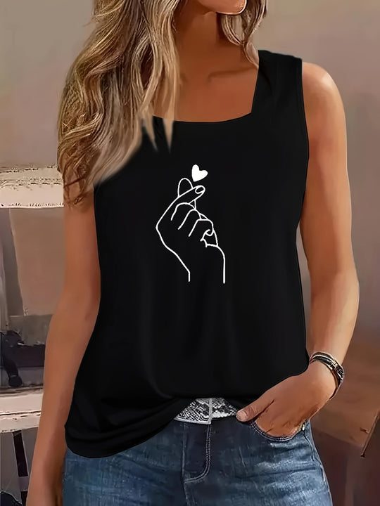 Damen ärmelloses T-Shirt mit kreativem Handdesign EB