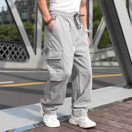 Herren moderne Cargohose mit elastischem Bund und multifunktionalen Taschen EB