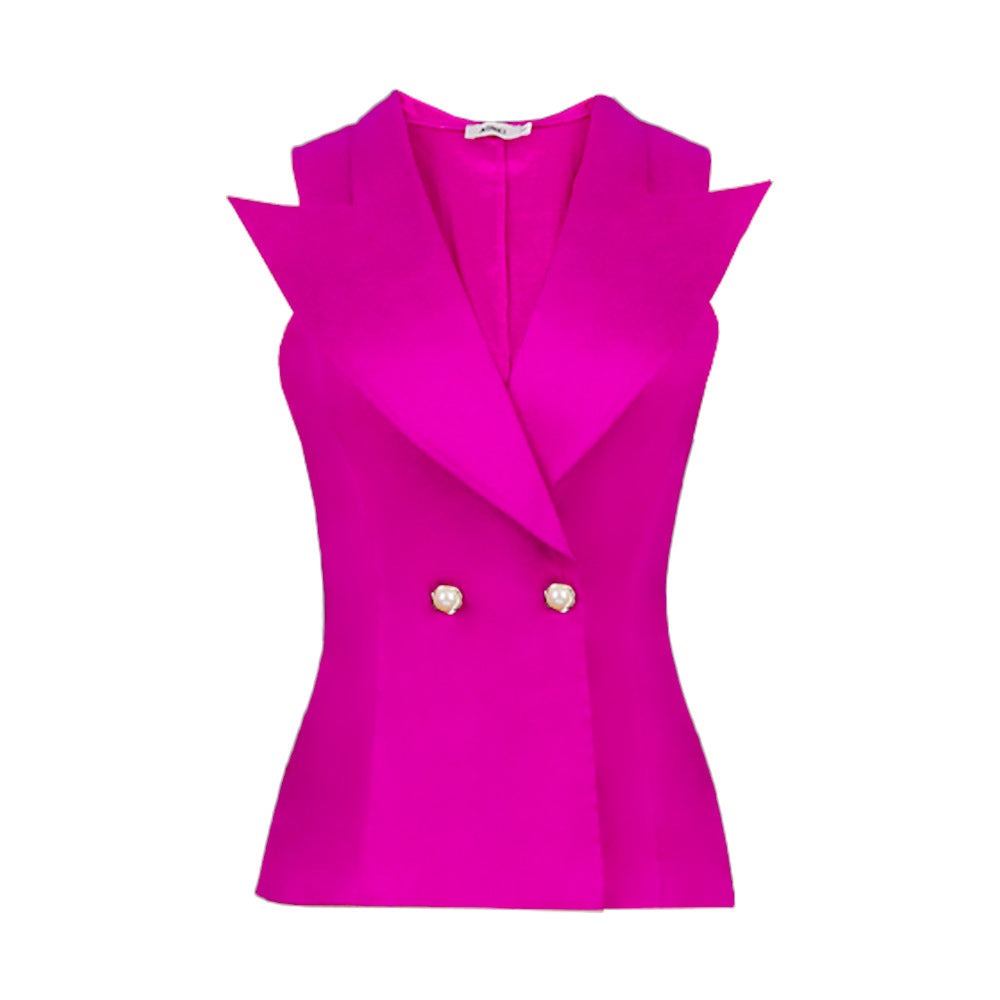 Damen Blazer-Weste mit elegantem Revers und schimmernden Knöpfen EB