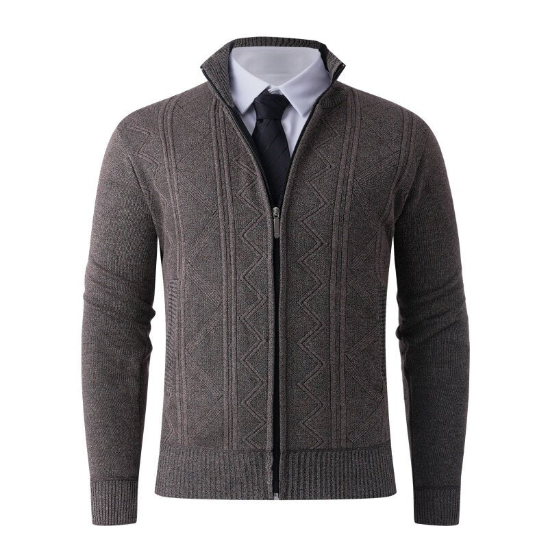 Herren Strickjacke mit modernem Zipper und strukturiertem Design EB