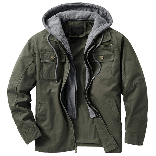 Herren vielseitige Übergangsjacke mit integrierter Kapuze und praktischen Taschen EB