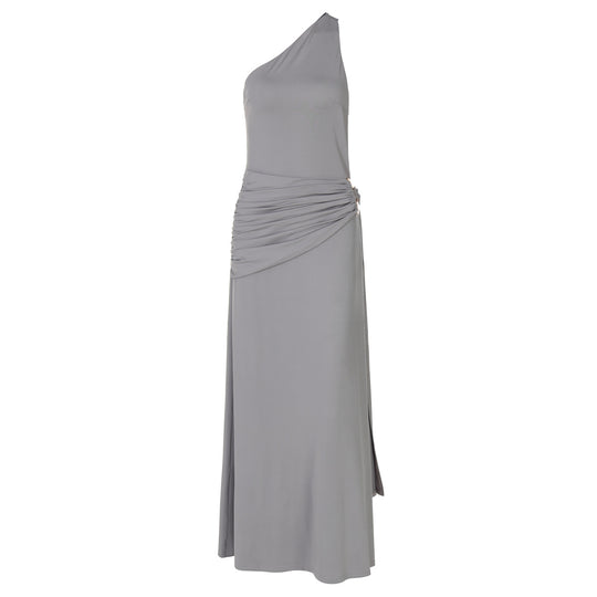 Damen Elegantes Wickelmaxikleid mit asymmetrischem Schnitt und Drapierungsdetails EB
