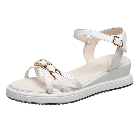 Damen Komfortable Sandalen mit verstellbarem Riemendesign und eleganten Metallic-Akzenten EB