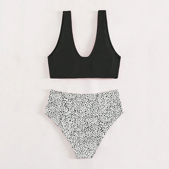 Damen Hoch tailliertes Bikini-Oberteil mit strukturiertem Design EB