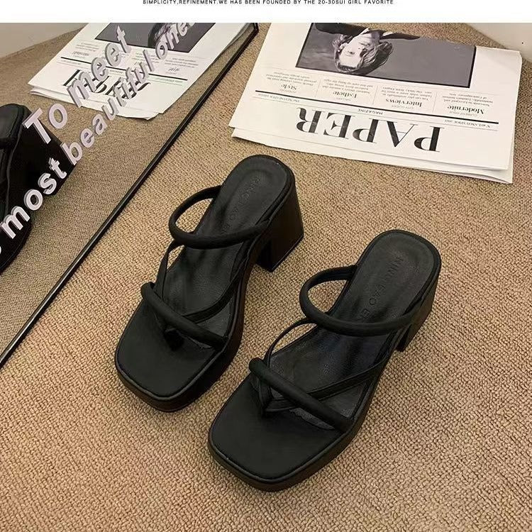Damen Plateau Sandalen mit modischem Kreuz-Riemen und stabilen Blockabsätzen EB