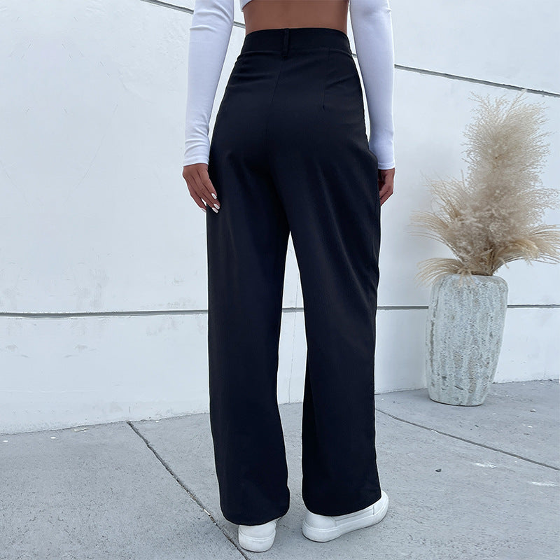 Damen Weite High-Waist-Hose mit eleganter Bügelfalte EB