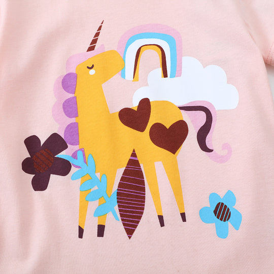 Mädchen T-Shirt mit buntem Einhornmotiv EB