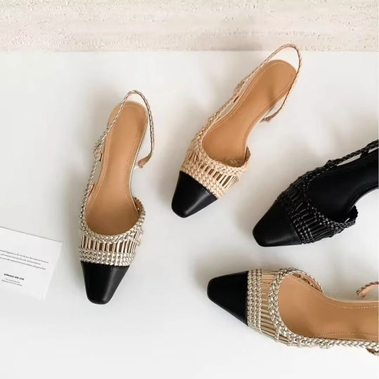 Damen Slingback-Pumps mit modischem Flecht-Design und elegantem Spitzenzeh EB