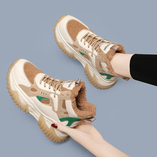 Damen modische Winter Sneakers mit kuscheligem Innenfutter und rutschfester Sohle EB