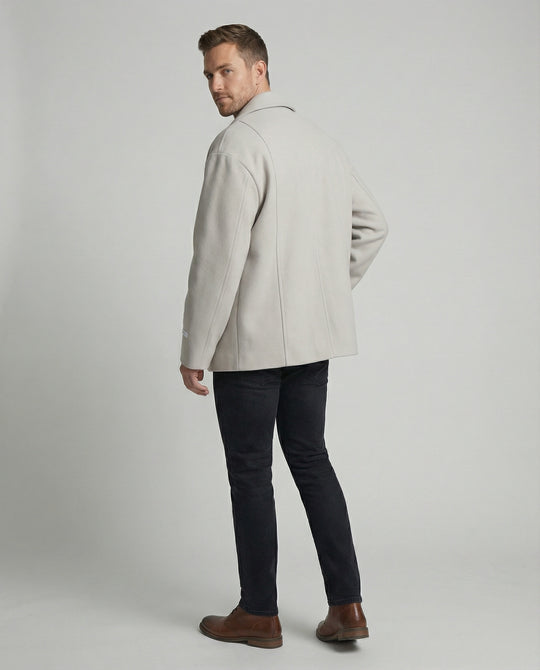 Herren kurzer Wollmix-Sakko mit kastiger Silhouette, tiefem Revers und verdeckten Eingrifftaschen EB
