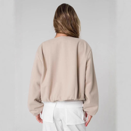 Damen Oversized Sweatjacke mit lässigem Schnitt und glänzender Oberfläche EB