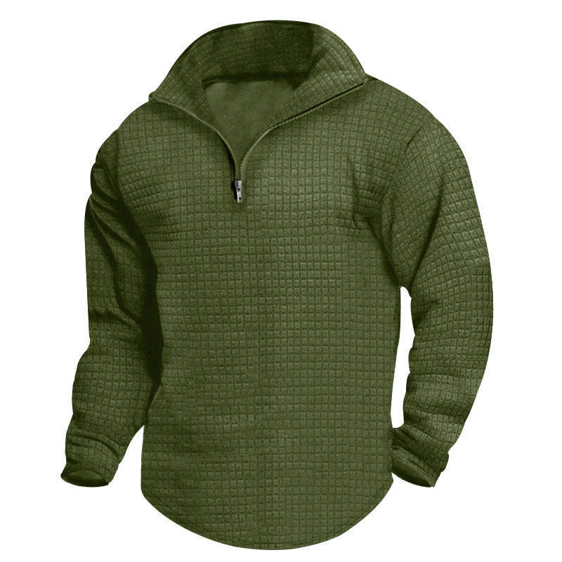 Herren nan gesteppter Thermo-Halbzip mit Waffelstruktur, gebürstetem Futter und abgerundetem Saum EB
