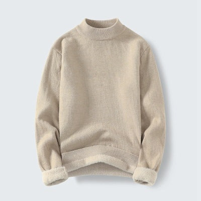 Damen Strickpullover mit hohem Kragen und weichem Innenfutter EB