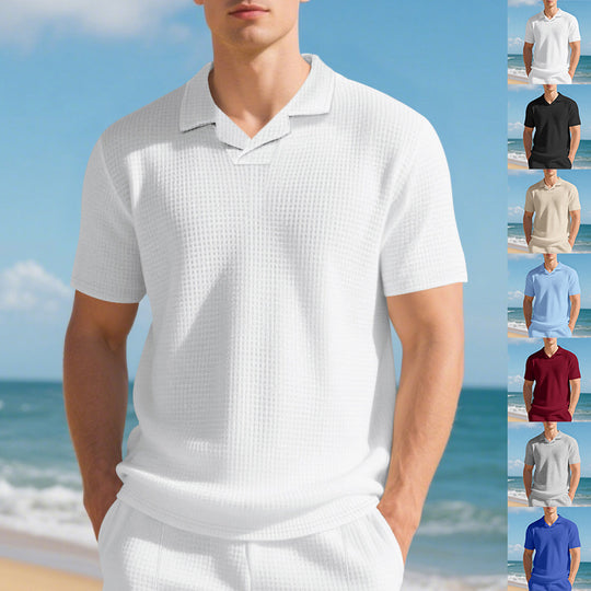 Herren Kurzarm Poloshirt mit strukturiertem Design und modernem Stehkragen EB