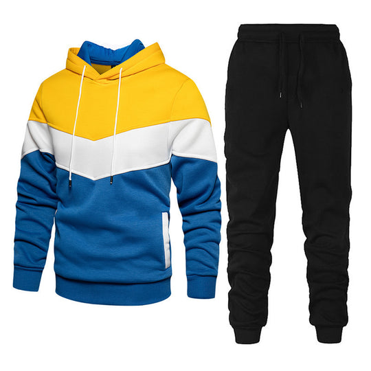Herren nan athleisure-Set mit Chevron-Kapuze, fleecegefüttertem Pullover und schmal zulaufender Jogginghose EB