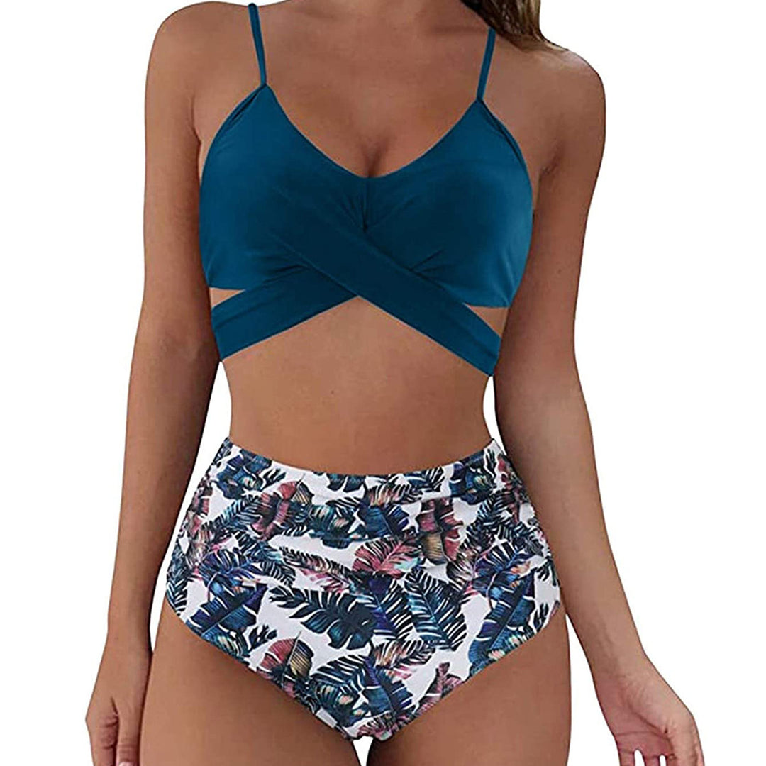 Damen Crop-Top Bikini-Set mit geflochtenem Design EB