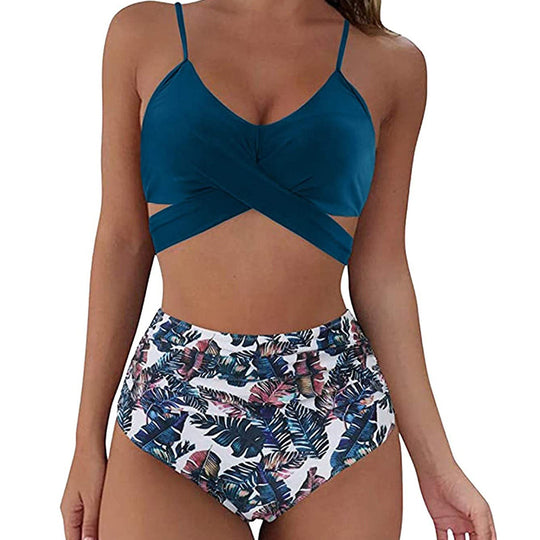 Damen Crop-Top Bikini-Set mit geflochtenem Design EB