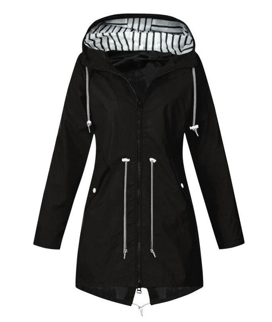 Damen nan taillierte Parka-Jacke mit Kapuze, Kordelzugbund und verdecktem Reißverschluss EB