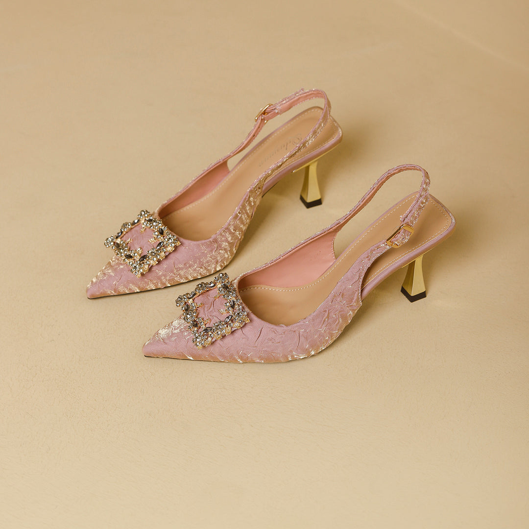 Damen Slingback Pumps mit funkelndem Schmuckdetail EB