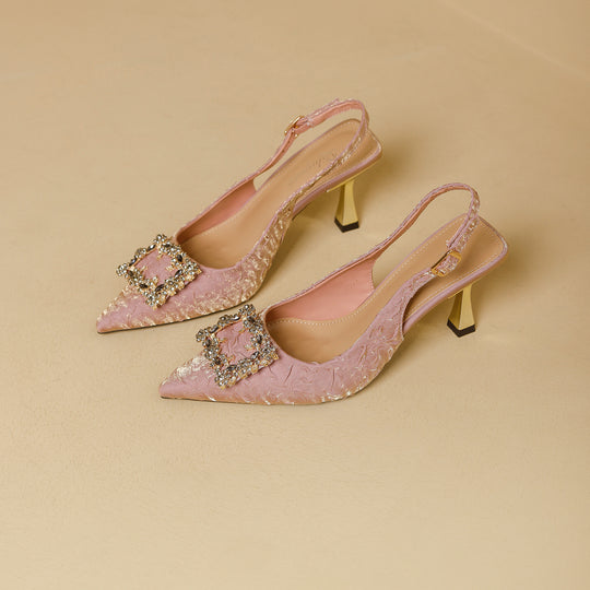 Damen Slingback Pumps mit funkelndem Schmuckdetail EB